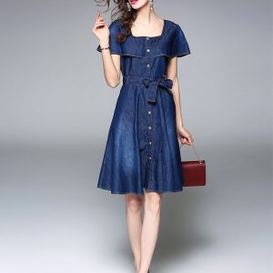 Đầm Jean Xòe Cổ Vuông